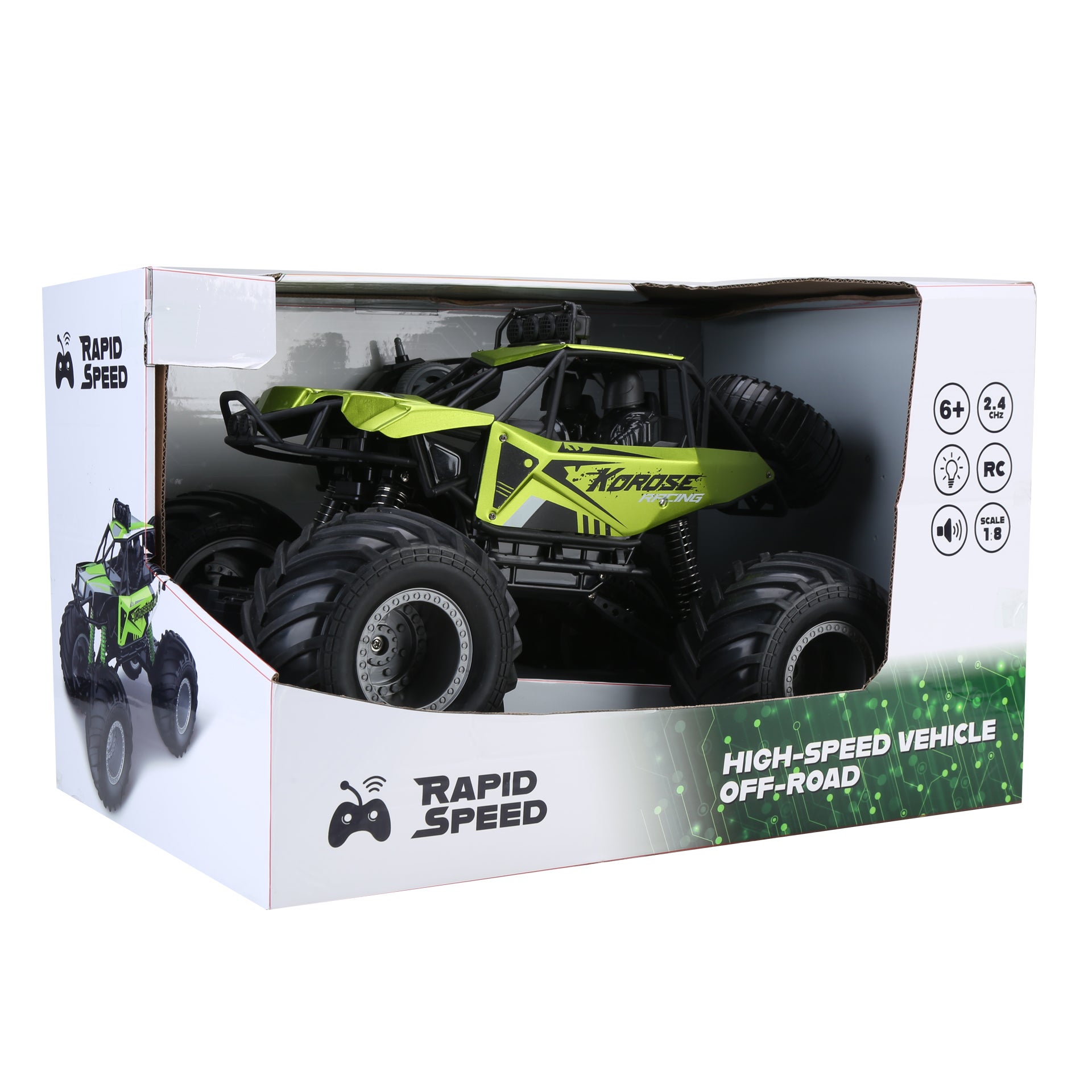 Rapid Speed - R/C Offroad car med lyd og lys 1:8 2,4 Ghz 6år