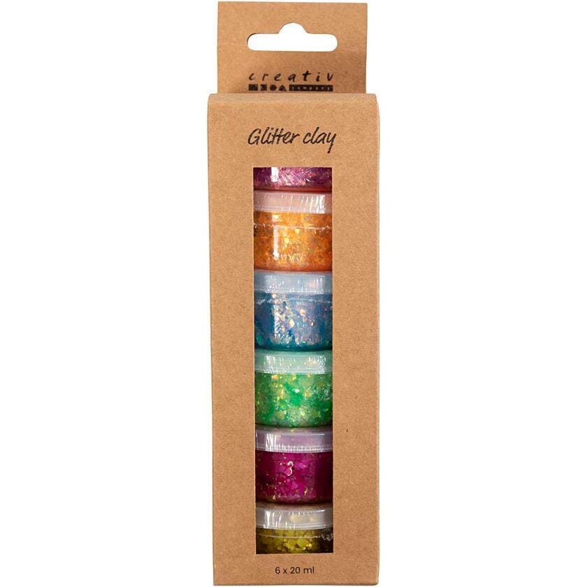 Glitterleire, pastellfarger, 6x20 ml/ 1 pk.