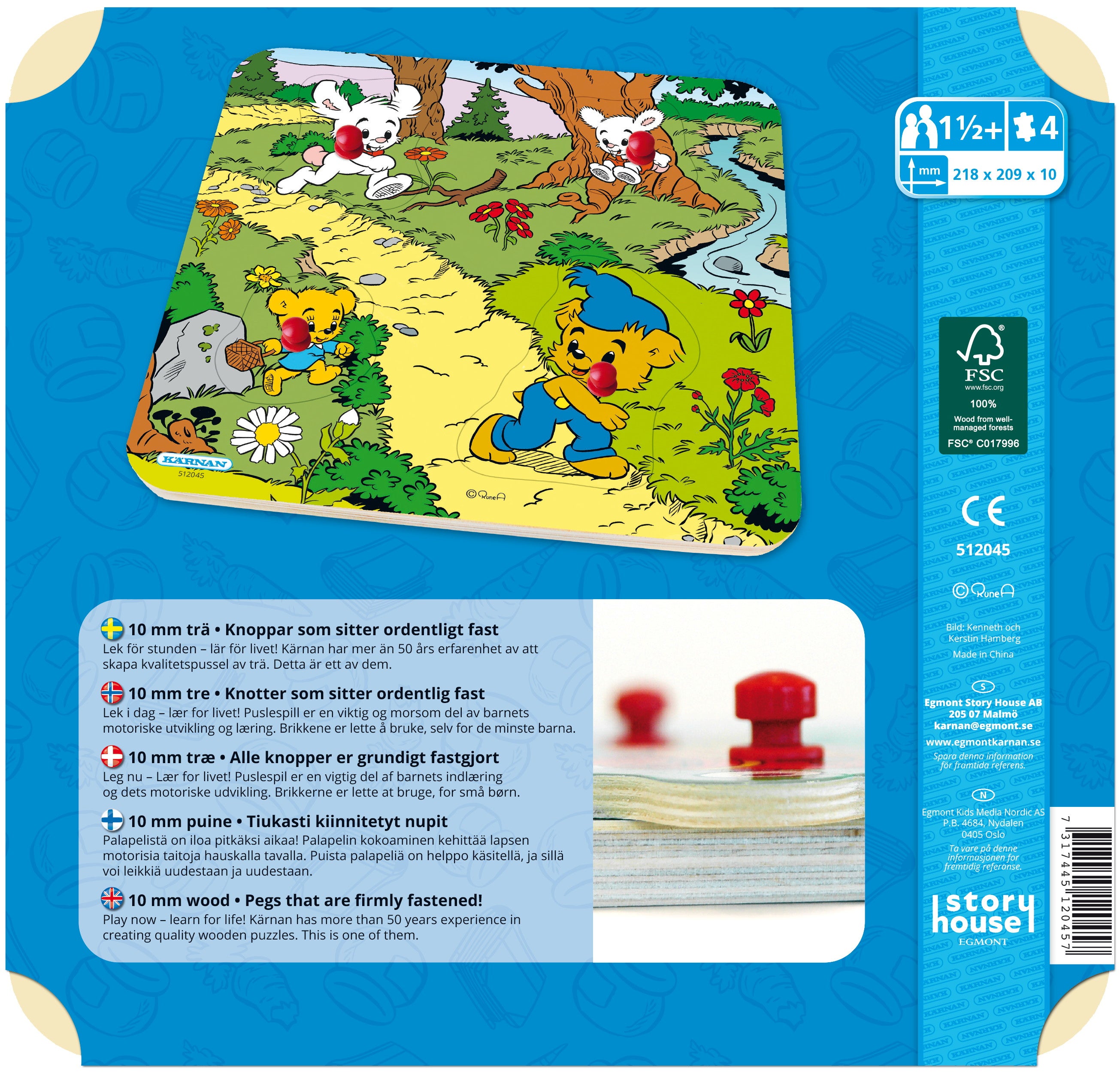 Bamse puslespill av tre, 4 deler