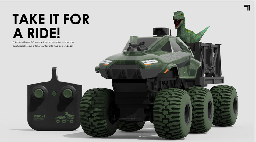 Sharper Image Rex Recon radiostyrt lastbil med dinosaur