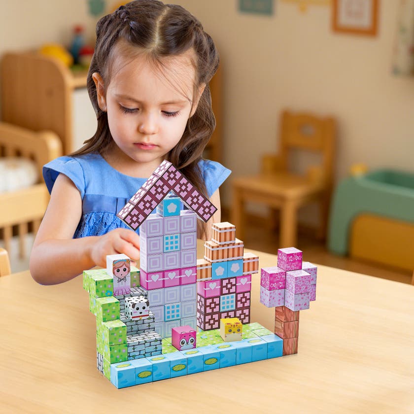 Mag&Play Building Cubes 2 cm 110 stk Rosa