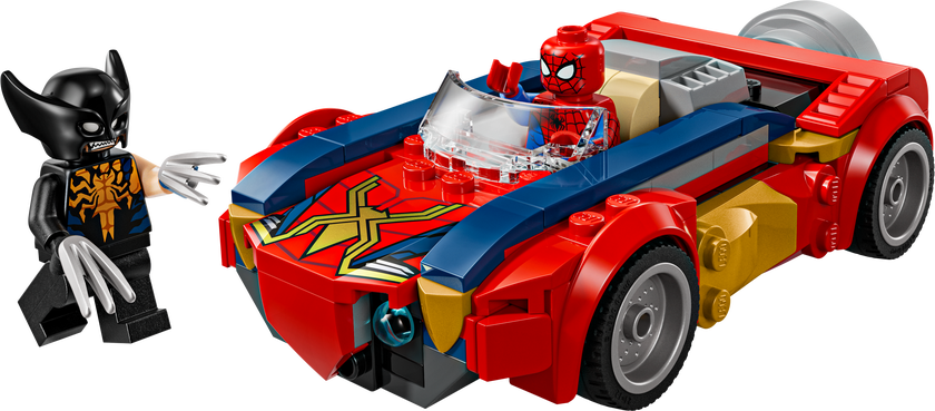 Spider-Man i bil mot venomifisert Wolverine