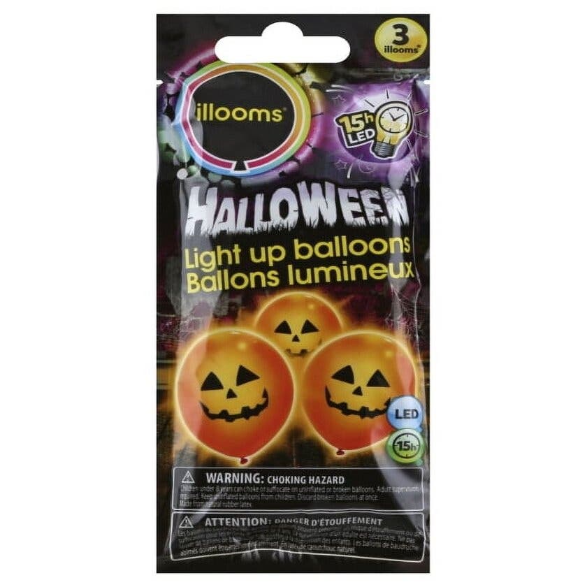 Halloween, LED-ballonger - Halloween-miks 3-pakning