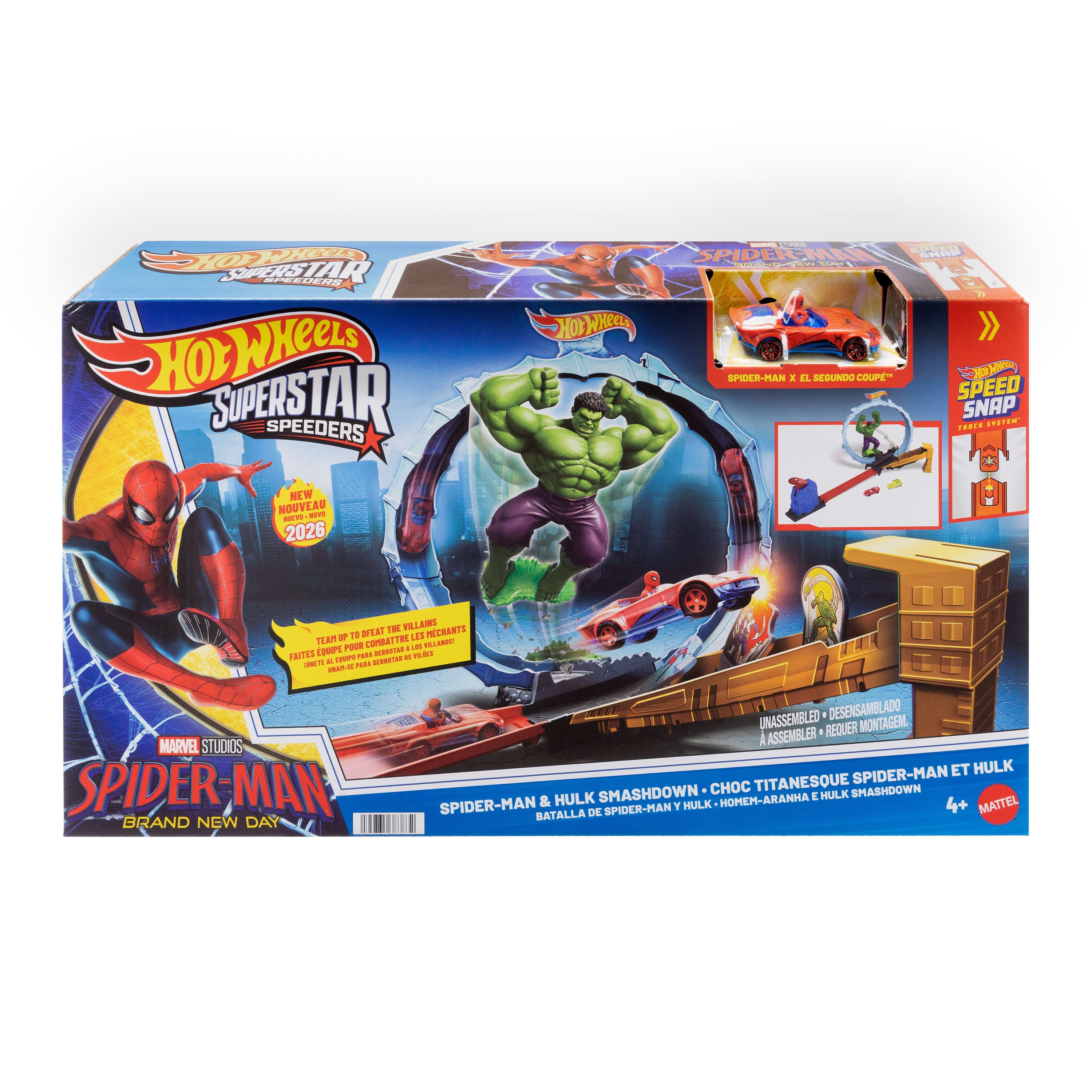Hot Wheels Superstar Speeders Spider-Man & Hulk banset