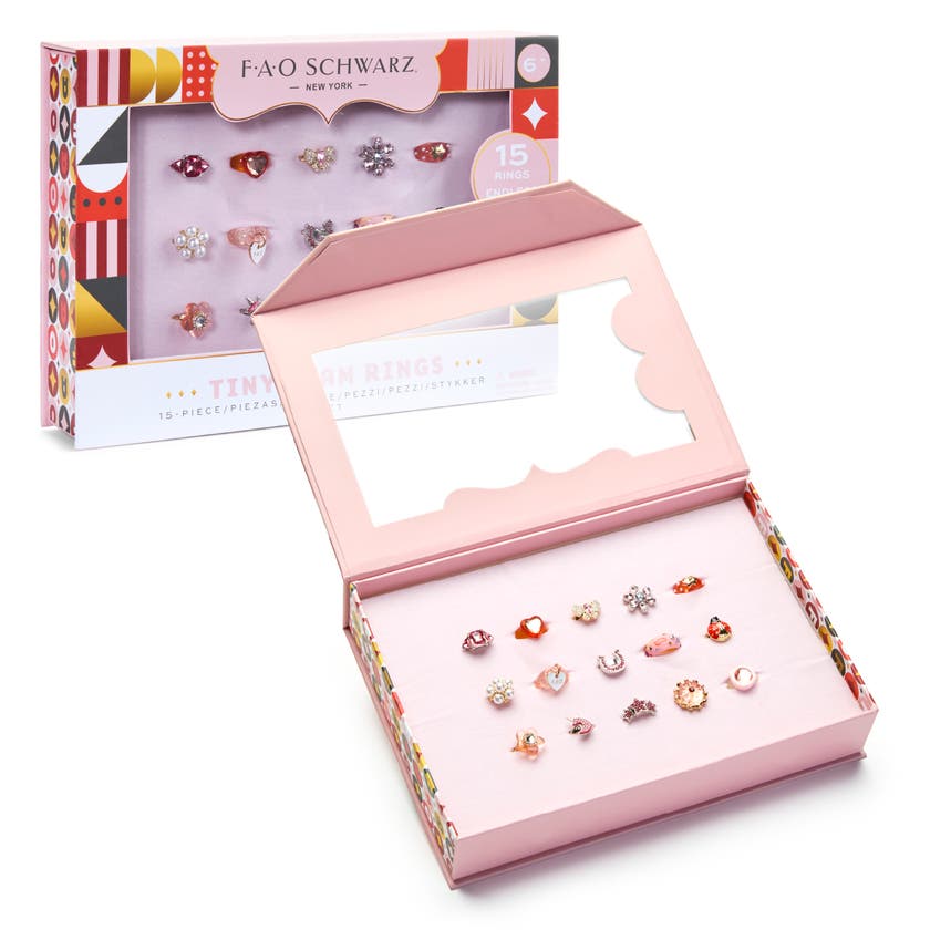 FAO Schwarz Glam Rings Set - 15 fargrike ringer