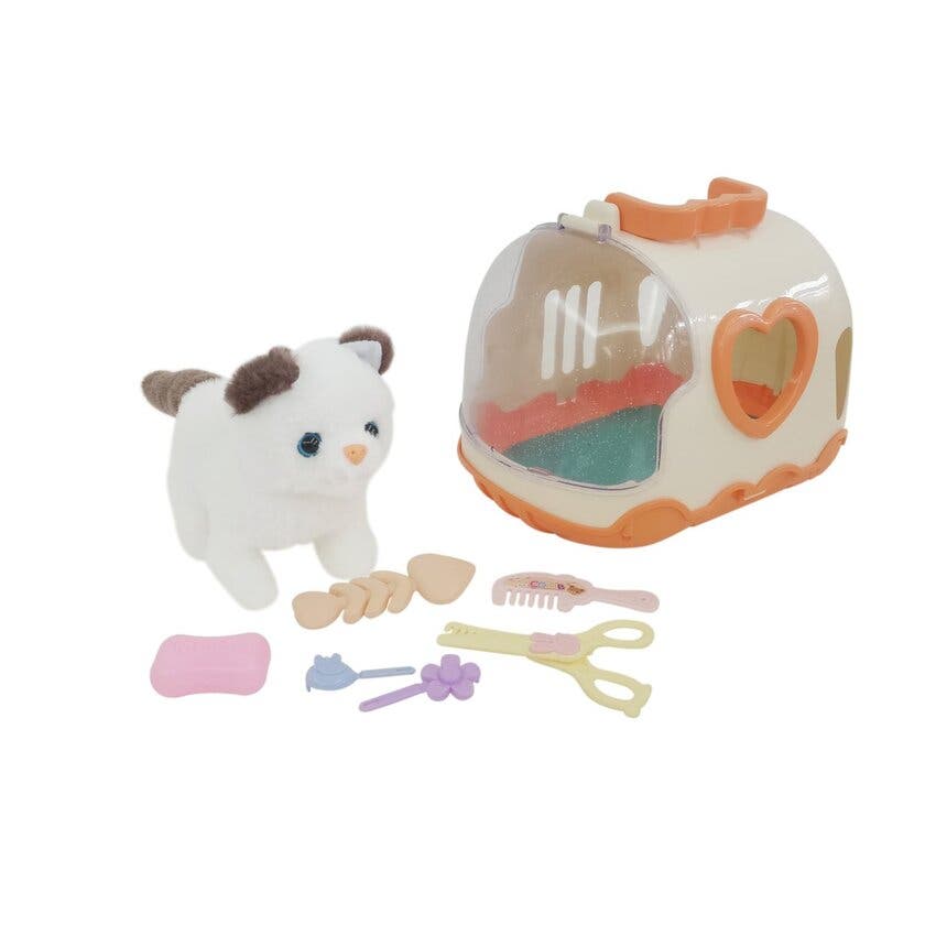 Pelskledd leke i bur m tilbehør Katt