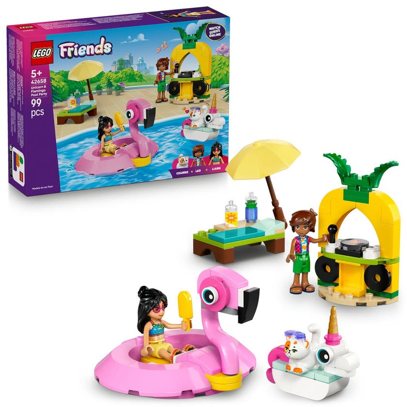 LEGO Friends 42658, Bassengparty med enhjørning og flamingo