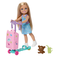 Barbie Club Chelsea Limitless Adventure-dukke med reisevske