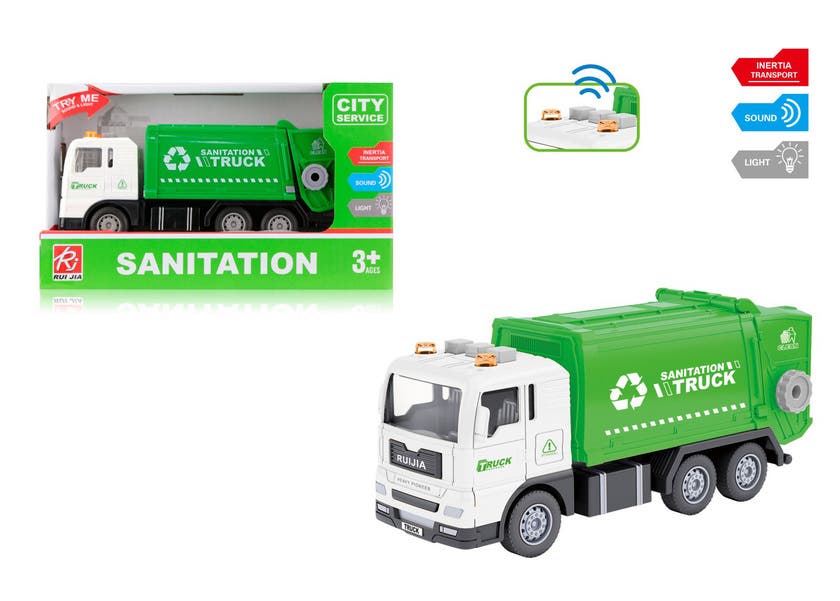 Rapid Speed - Søppelbil 1:32 grønn lyd & lys