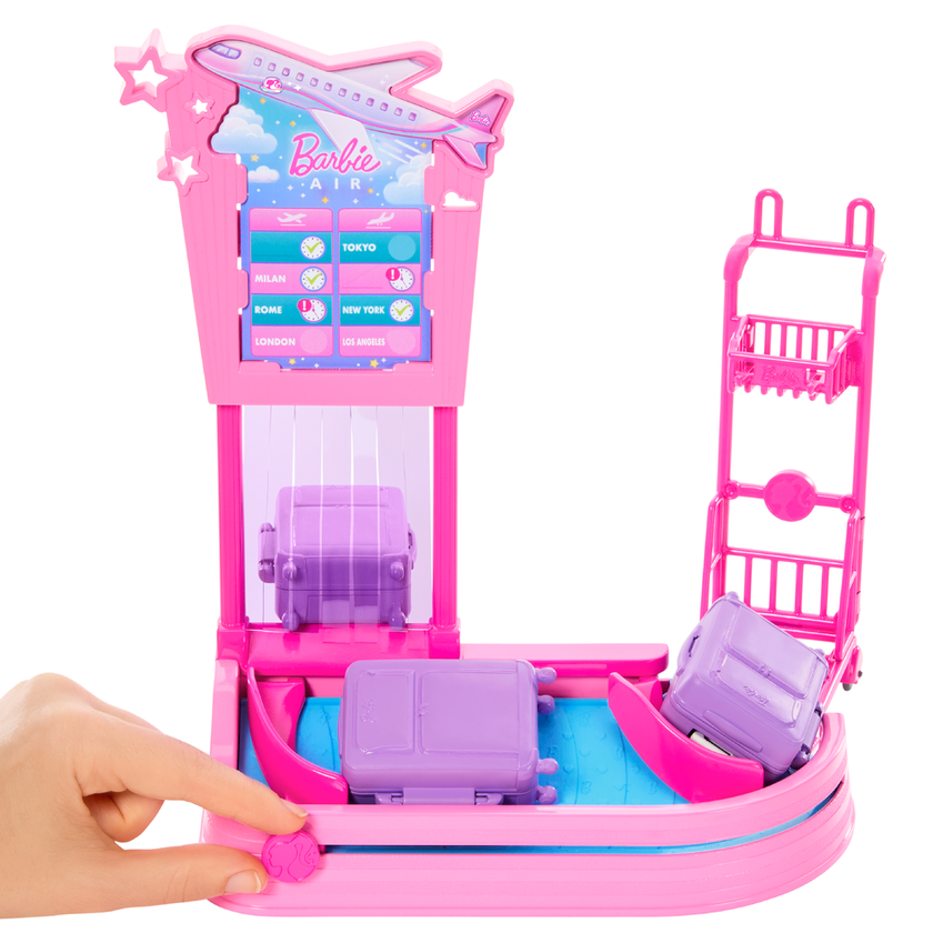 Barbie Malibu-dukke med koffert og bagasjekarusell