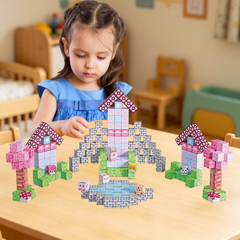 Mag&Play Building Cubes 2 cm 239 stk Rosa