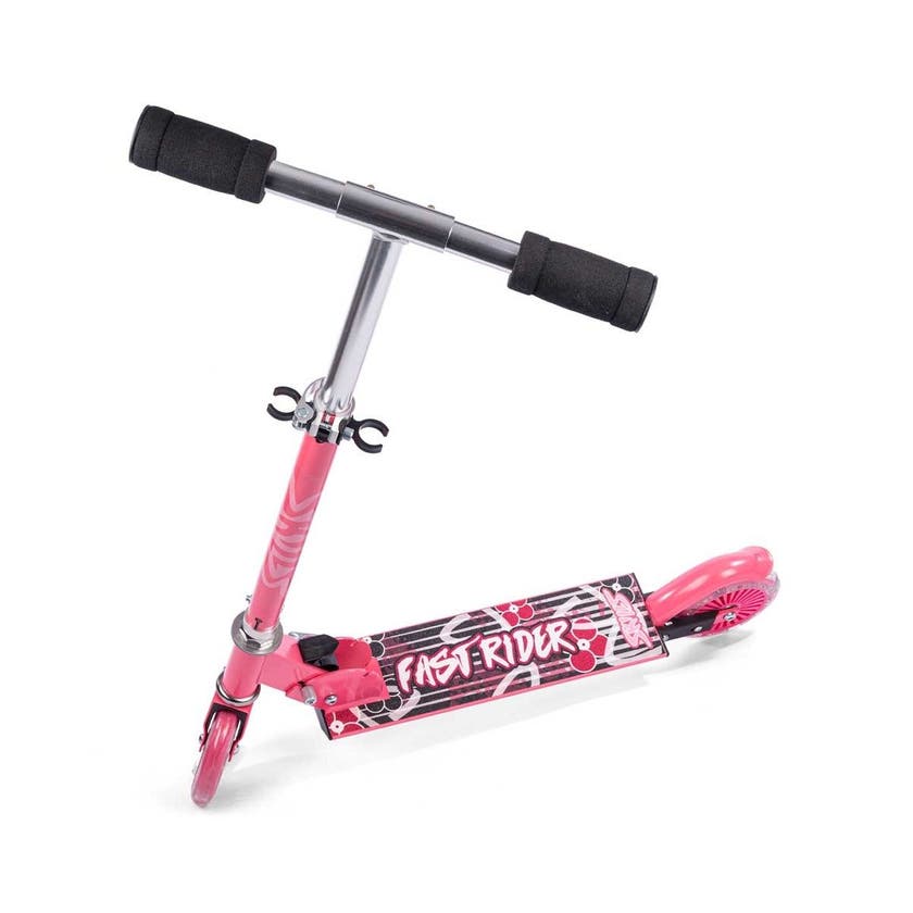Sparkesykkel rosa med LED-hjul og bakbrems – Skills