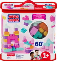 Mega Block Big Building Bag (60 klosser) - Pink
