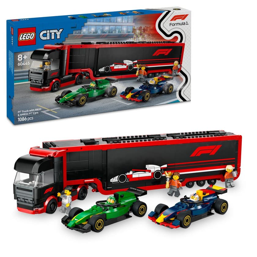 LEGO City Formel 1 60445, F1® lastebil med RB20 & AMR24 F1® biler