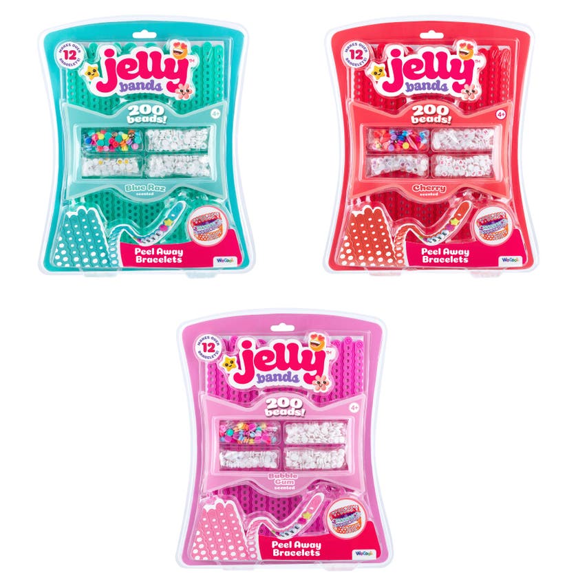 JELLY BANDS Armbånd – bringebær, tyggegummi og kirsebær