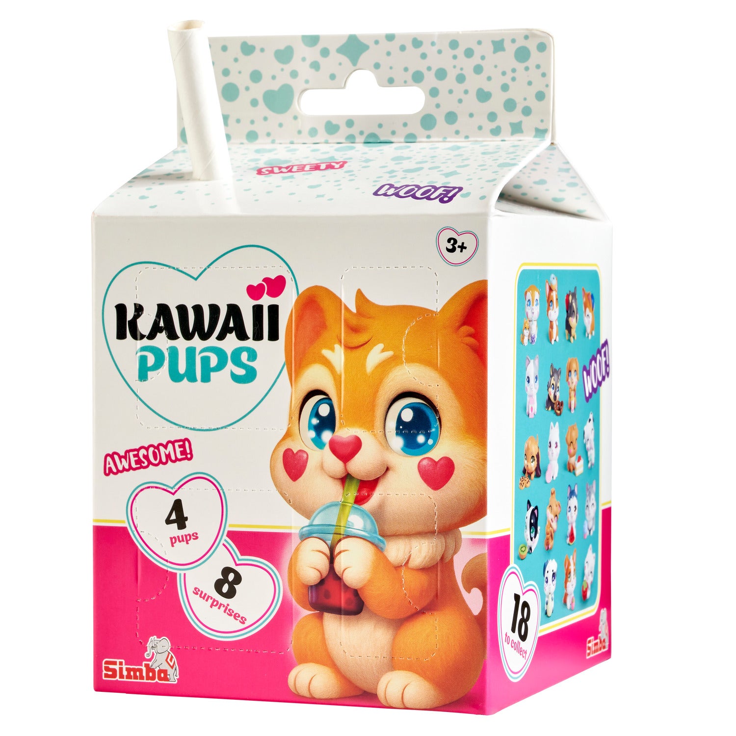 Kawaii Pups samlefigurer 4-pakke