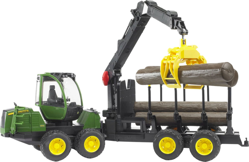 Bruder John Deere 1210E Tømmerskuter med tømmerstokker