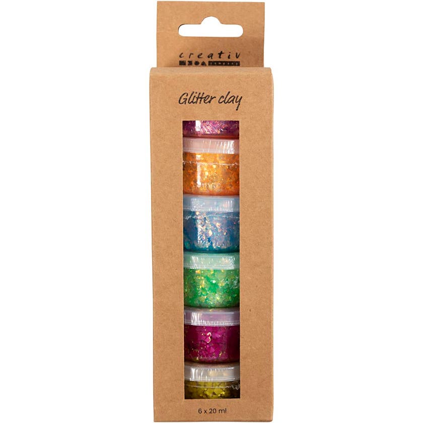 Glitterleire, pastellfarger, 6x20 ml/ 1 pk.