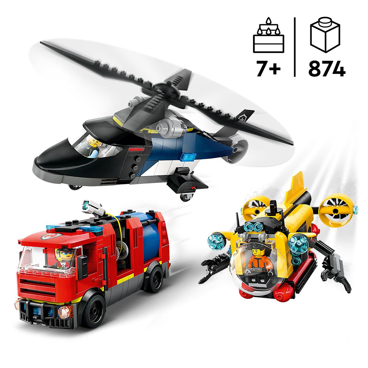LEGO City Great Vehicles 60462, Helikopter, brannbil og ubåt