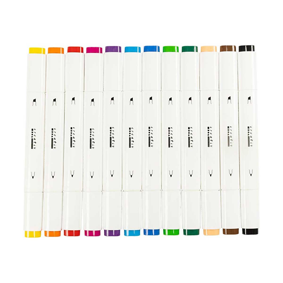 Illustrasjonsmarker, Standardfarger, Spiss 1+8 mm, 12 stk./