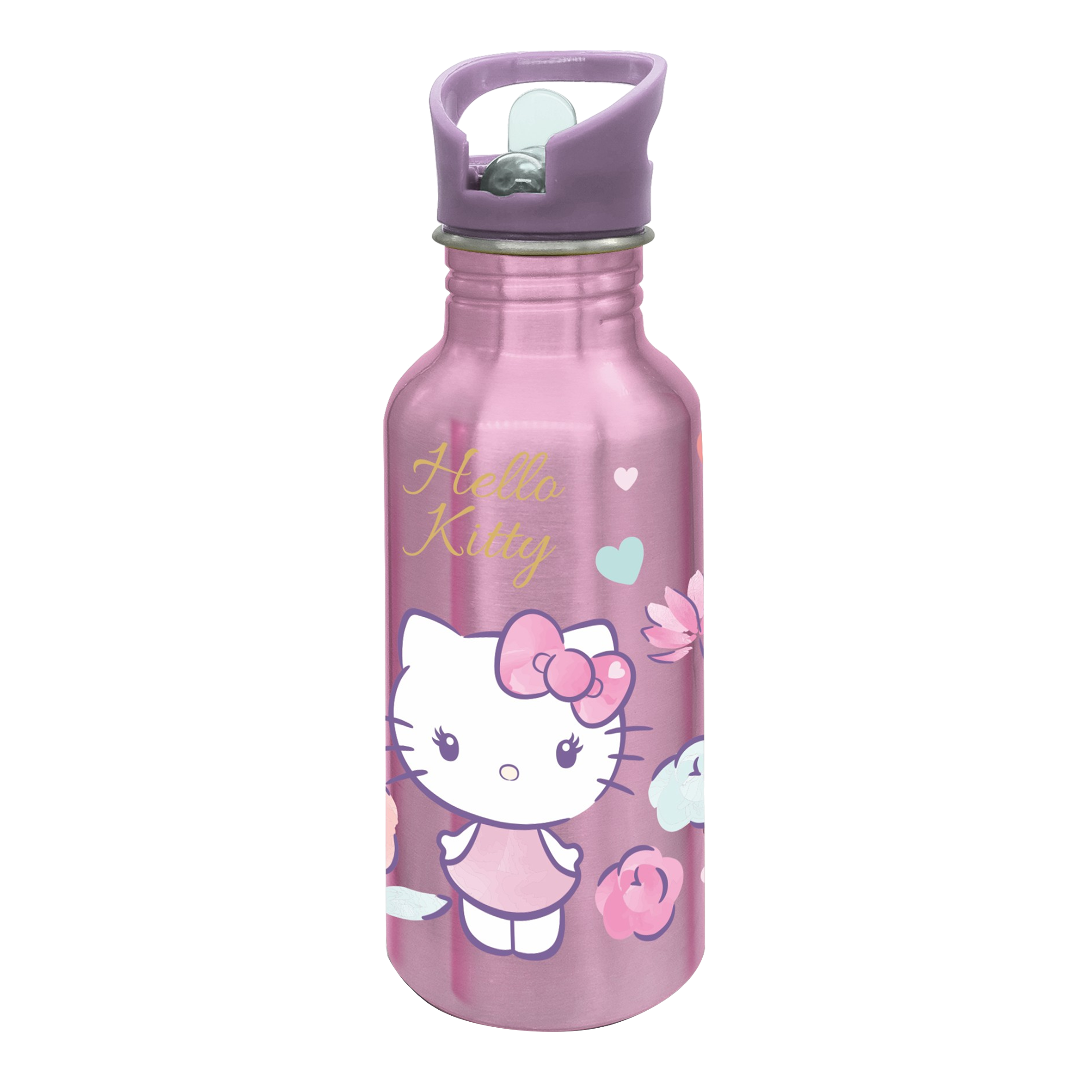 HELLO KITTY Aluminiumsflaske med Sugerør 545 ml