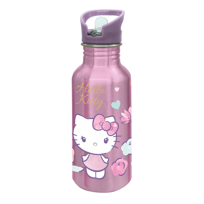 HELLO KITTY Aluminiumsflaske med Sugerør 545 ml