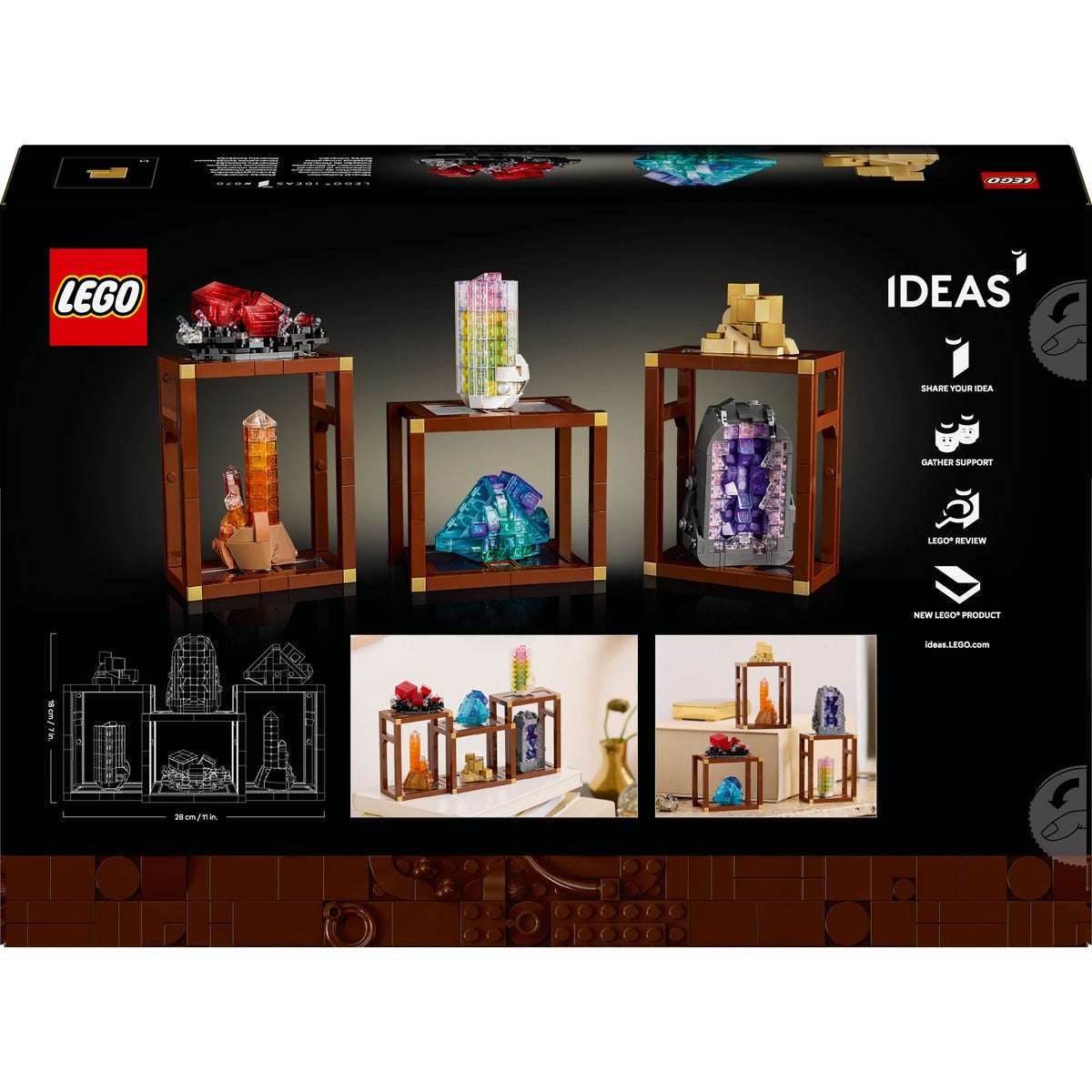 LEGO® Ideas Mineralsamling, Utstillingshyller med krystaller, Stueinnredning 21362