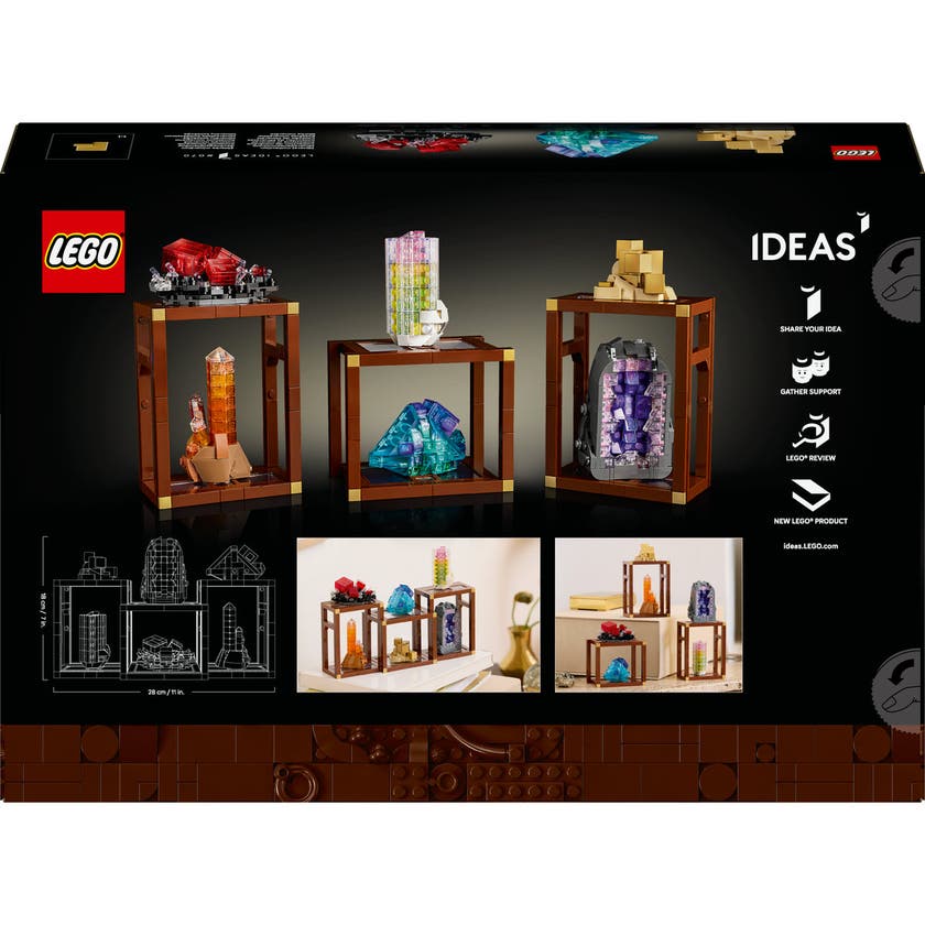 LEGO® Ideas Mineralsamling, Utstillingshyller med krystaller, Stueinnredning 21362