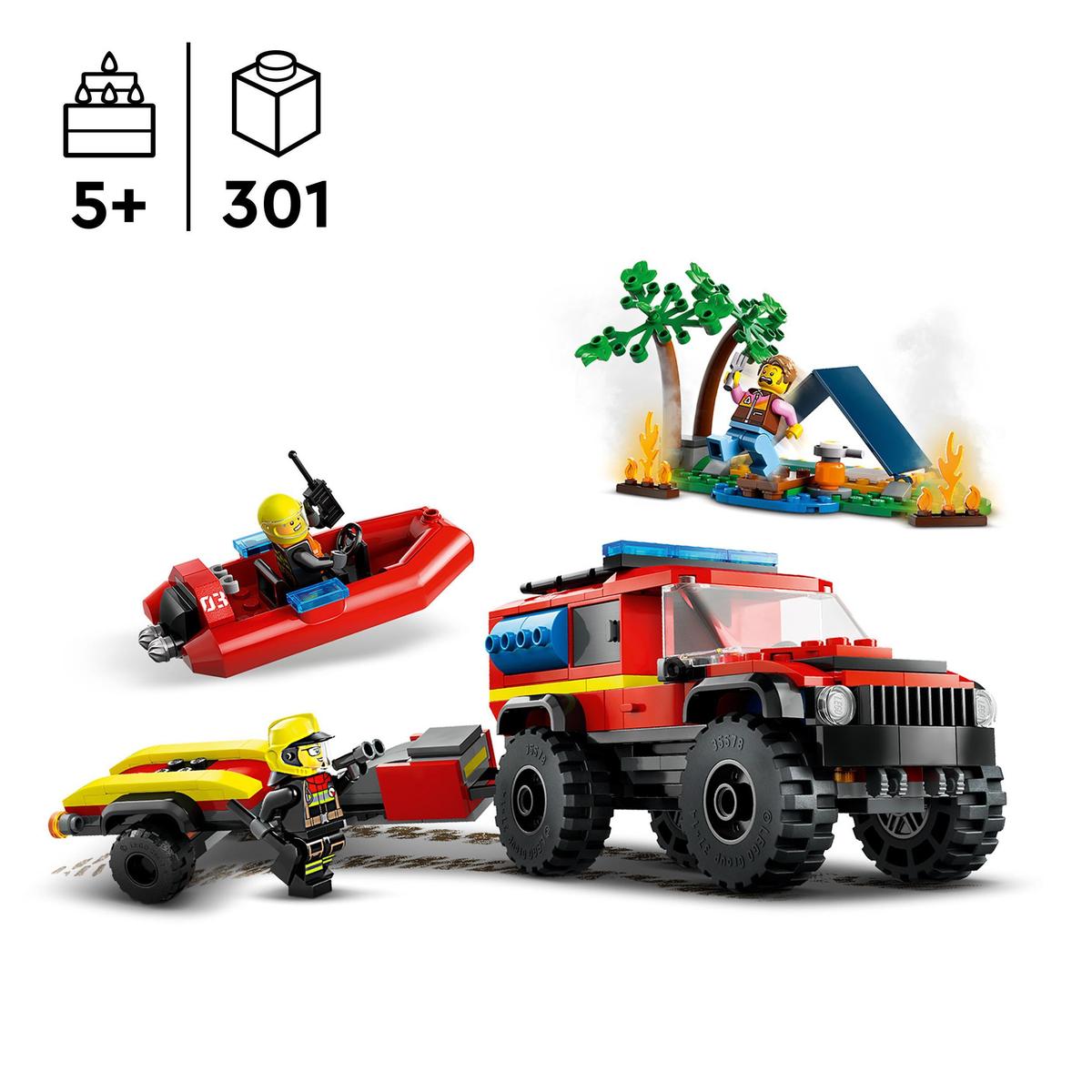 LEGO City 60412, 4x4 Brannbil med redningsbåt
