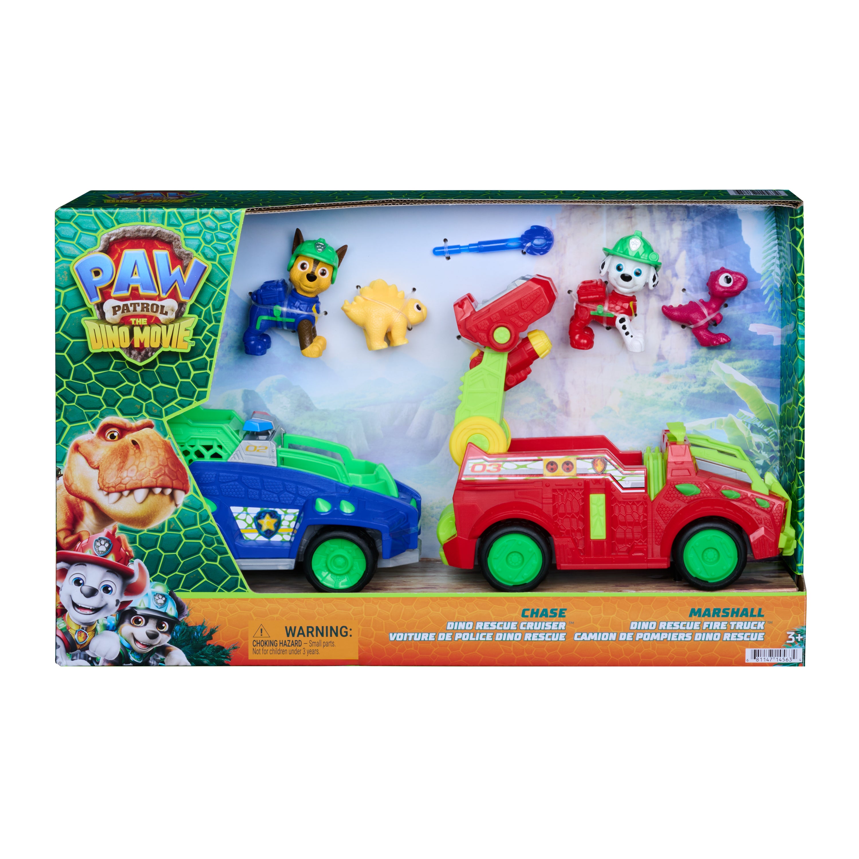 Paw Patrol Movie 3 Dinosaur-kjøretøy 2-pack