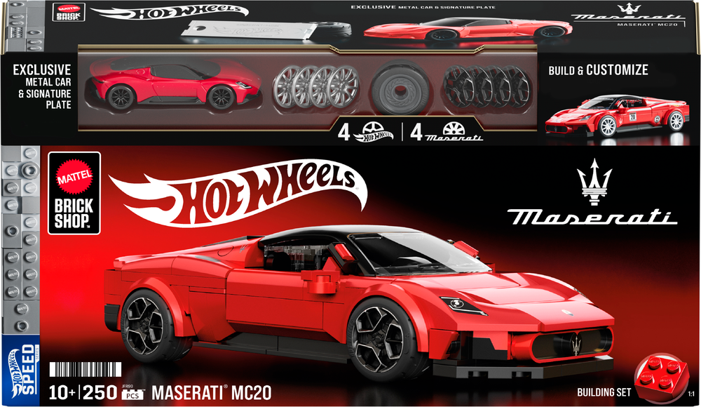 Mattel Brick Shop Hot Wheels Maserati MC20-byggesett