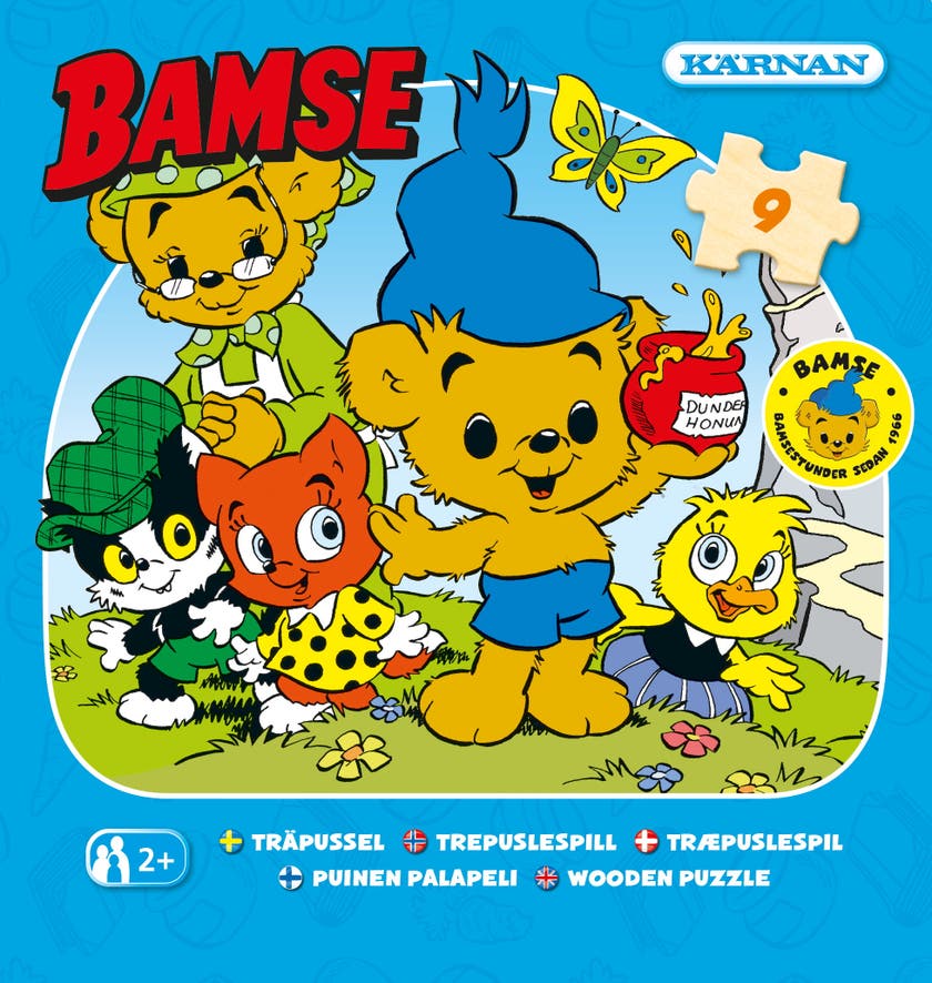 Tre-puslespill Bamse som liten med ni biter