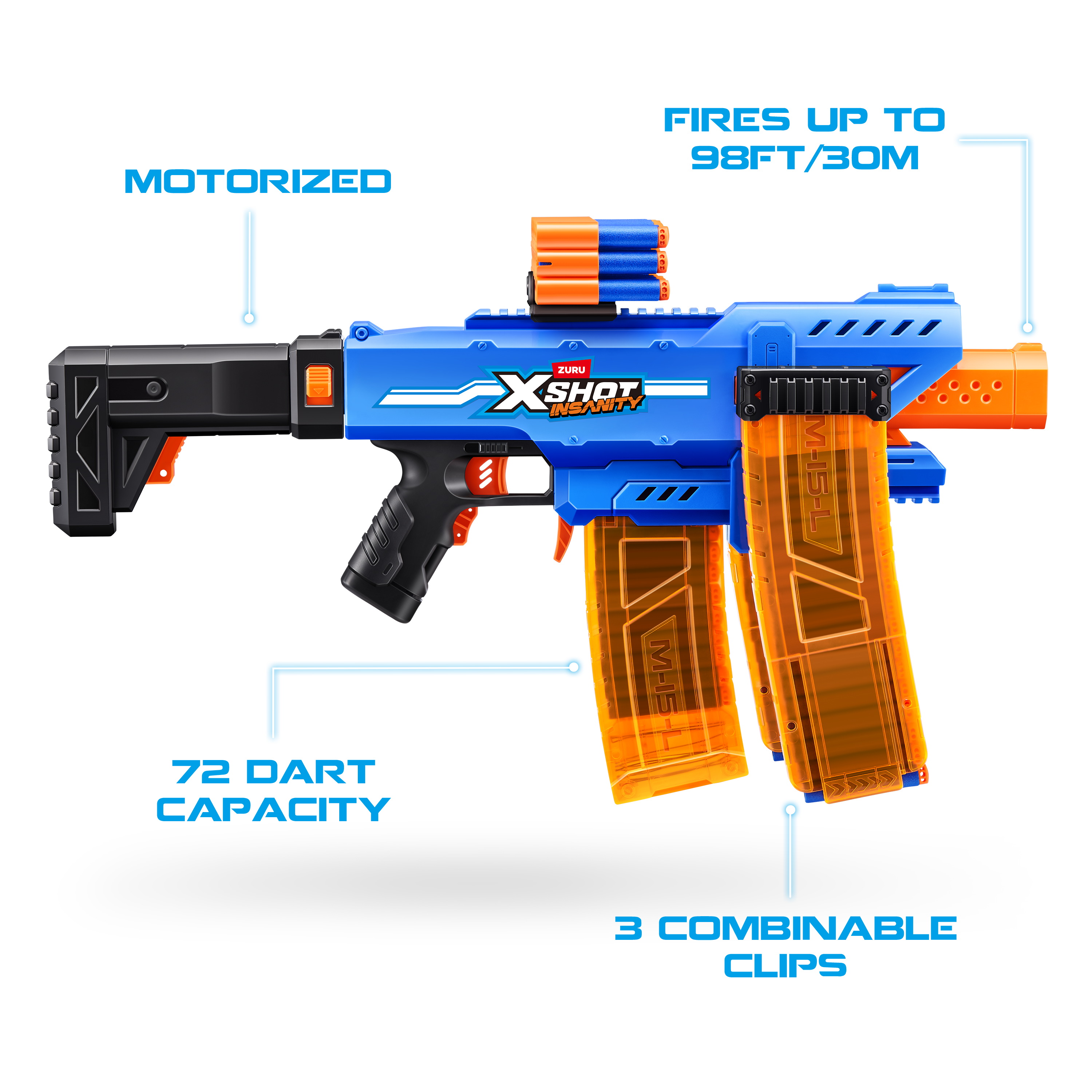X-Shot Insanity Motorisert Klipp Blaster | Zuru - Lekia.se