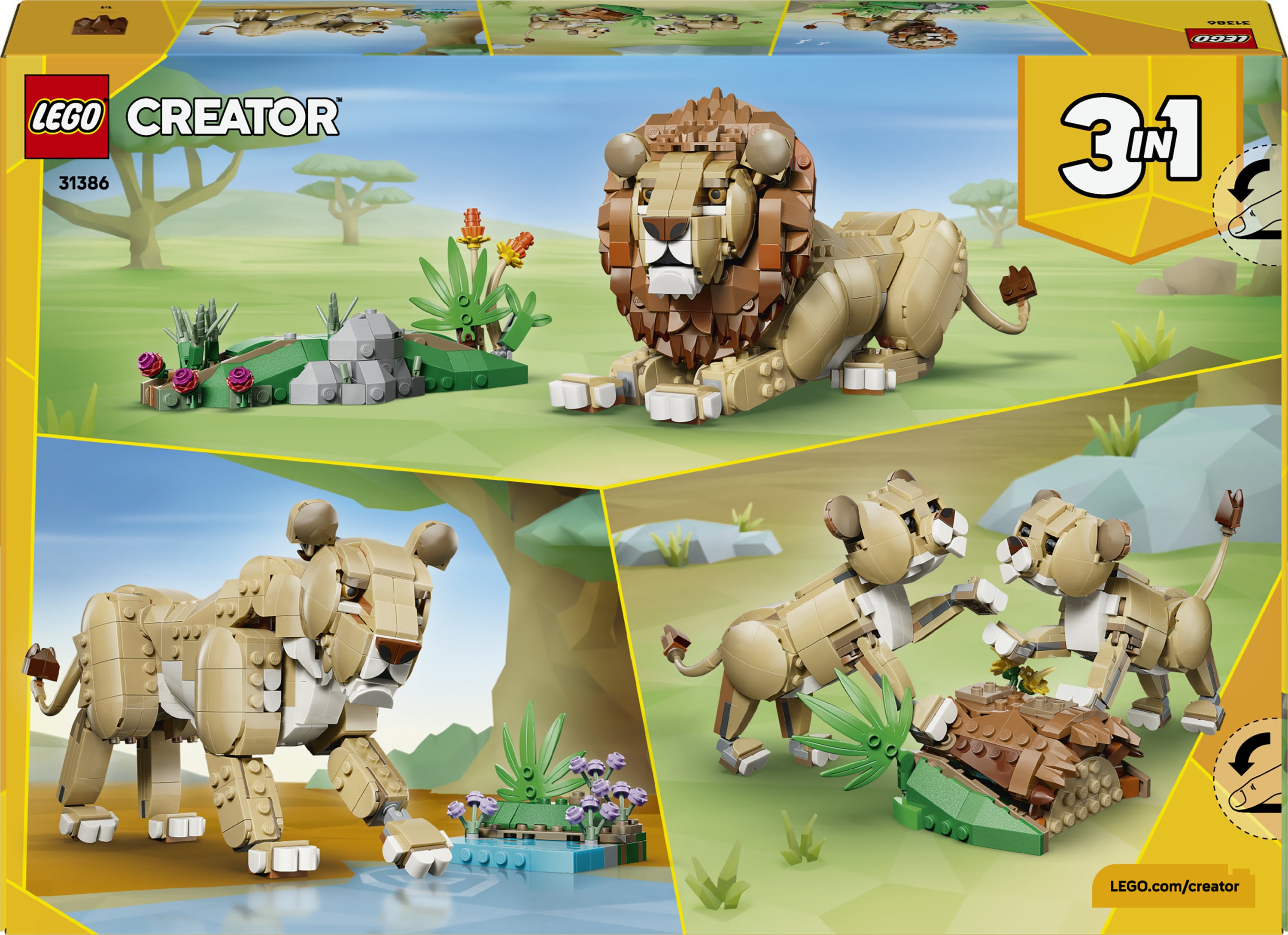 LEGO® Creator 3-i-1 Ville dyr: Majestetisk løve 31386