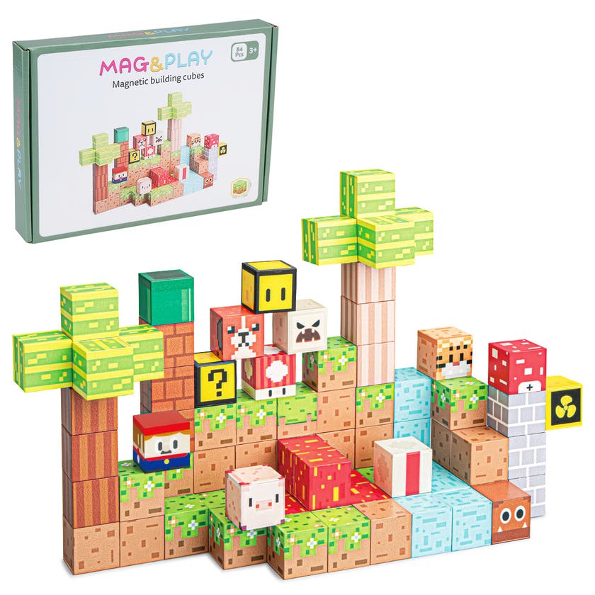 Mag&Play magnetiske byggekuber 84 deler