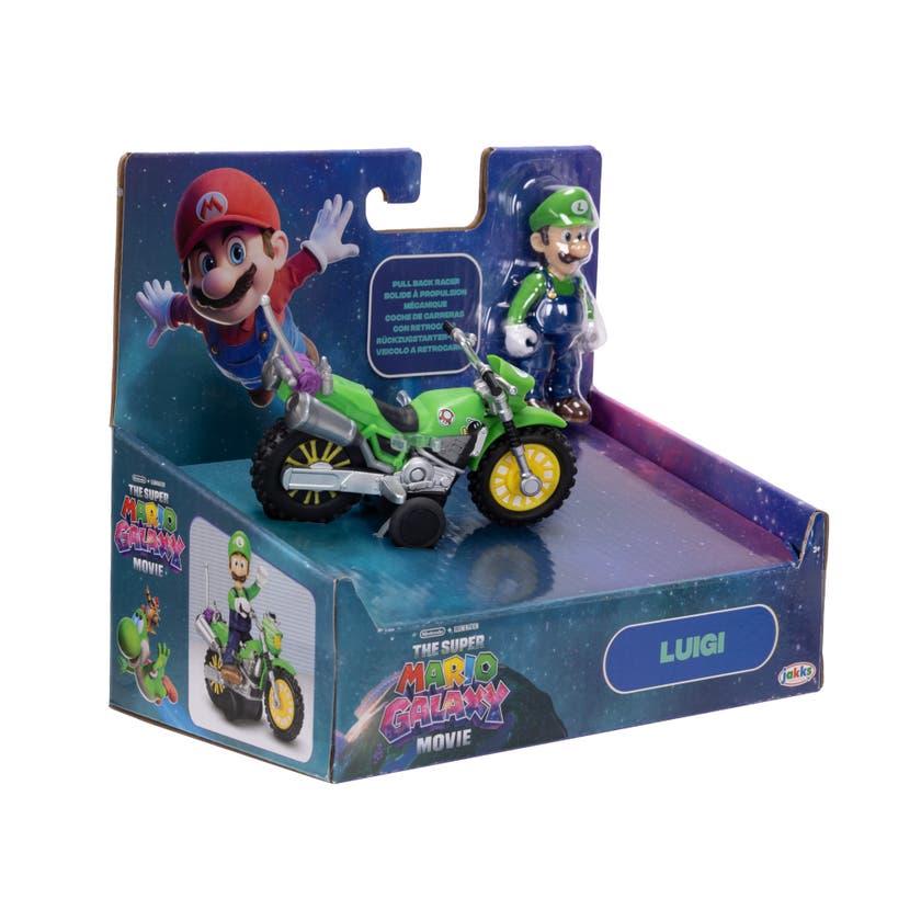 Super Mario Movie Luigi med motorsykkel 2,5 tomme