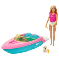 Barbie Båt med Dukke, Hvalp og Tilbehør