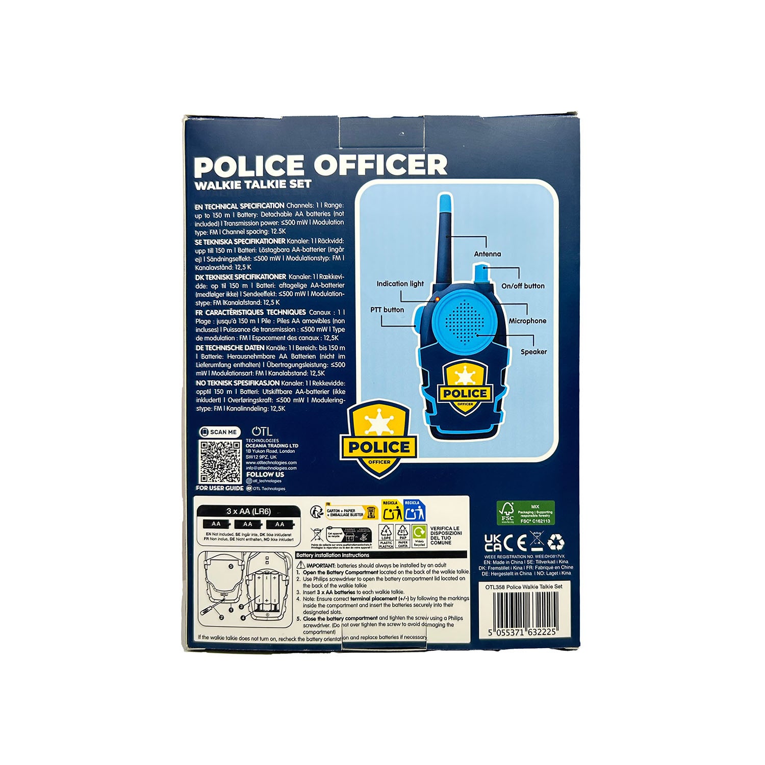 Walkie-talkie-set Politi for barn