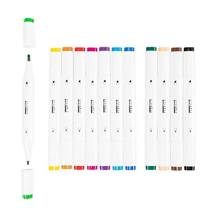Illustrasjonsmarker, Standardfarger, Spiss 1+8 mm, 12 stk./