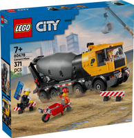 LEGO® City Betongbil. Stor anleggsleke med tre minifigurer for barn fra sju år 60478