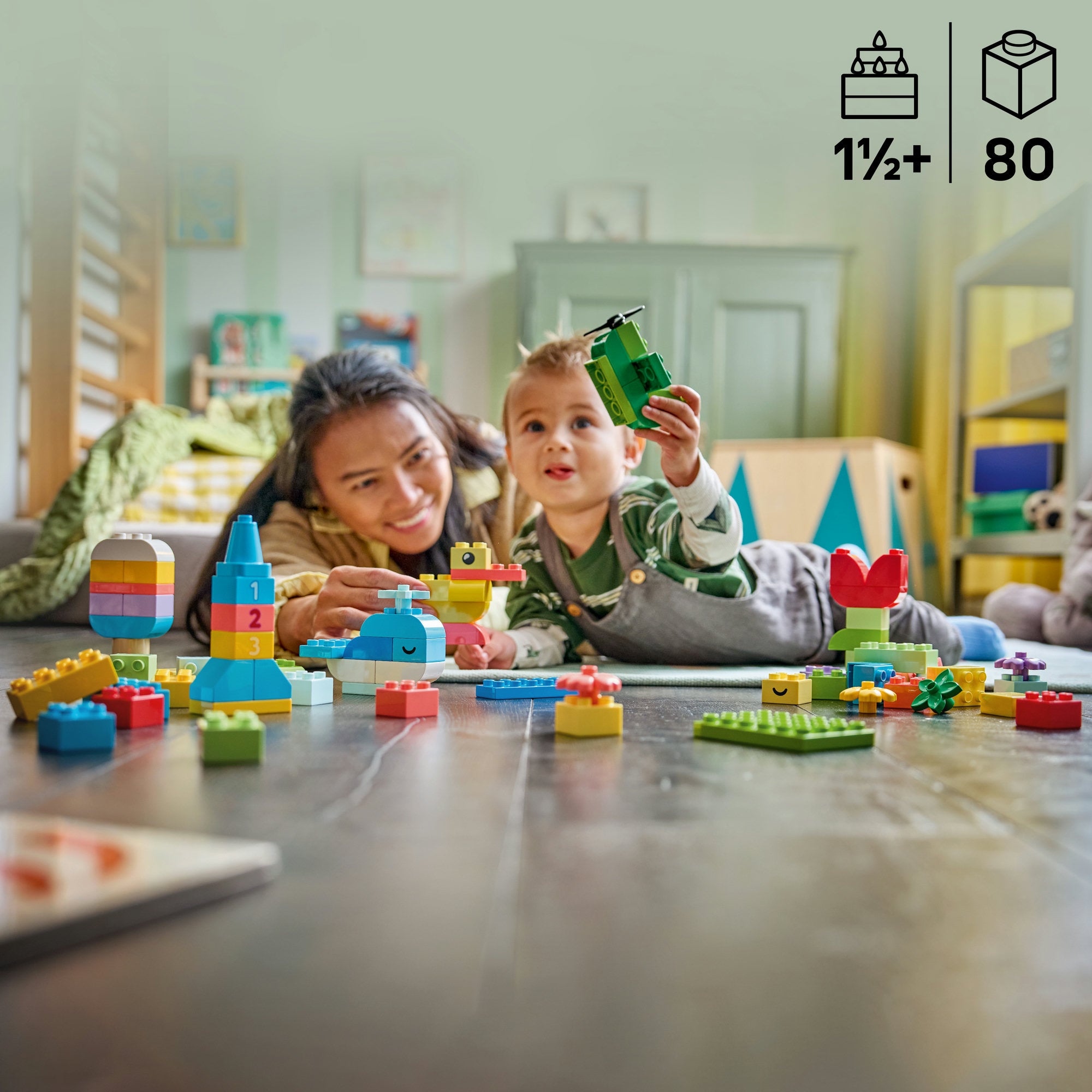 LEGO® DUPLO® Classic Kreativitetsboks med fargerike klosser. Fokusleke 10479