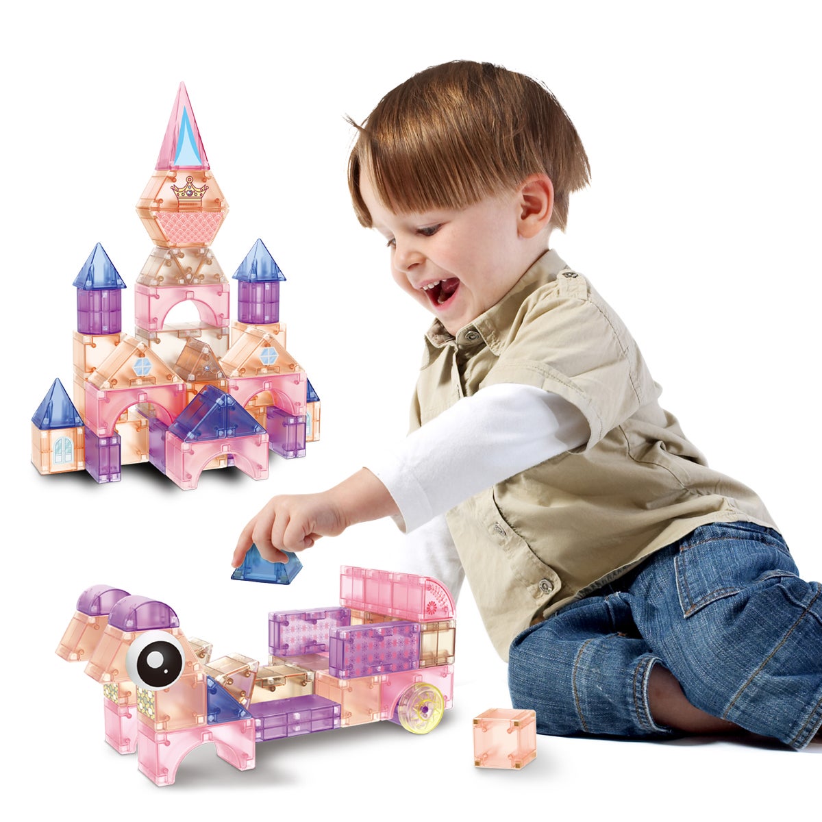 Mag&Play magnetiske byggeklosser 66 stk rosa