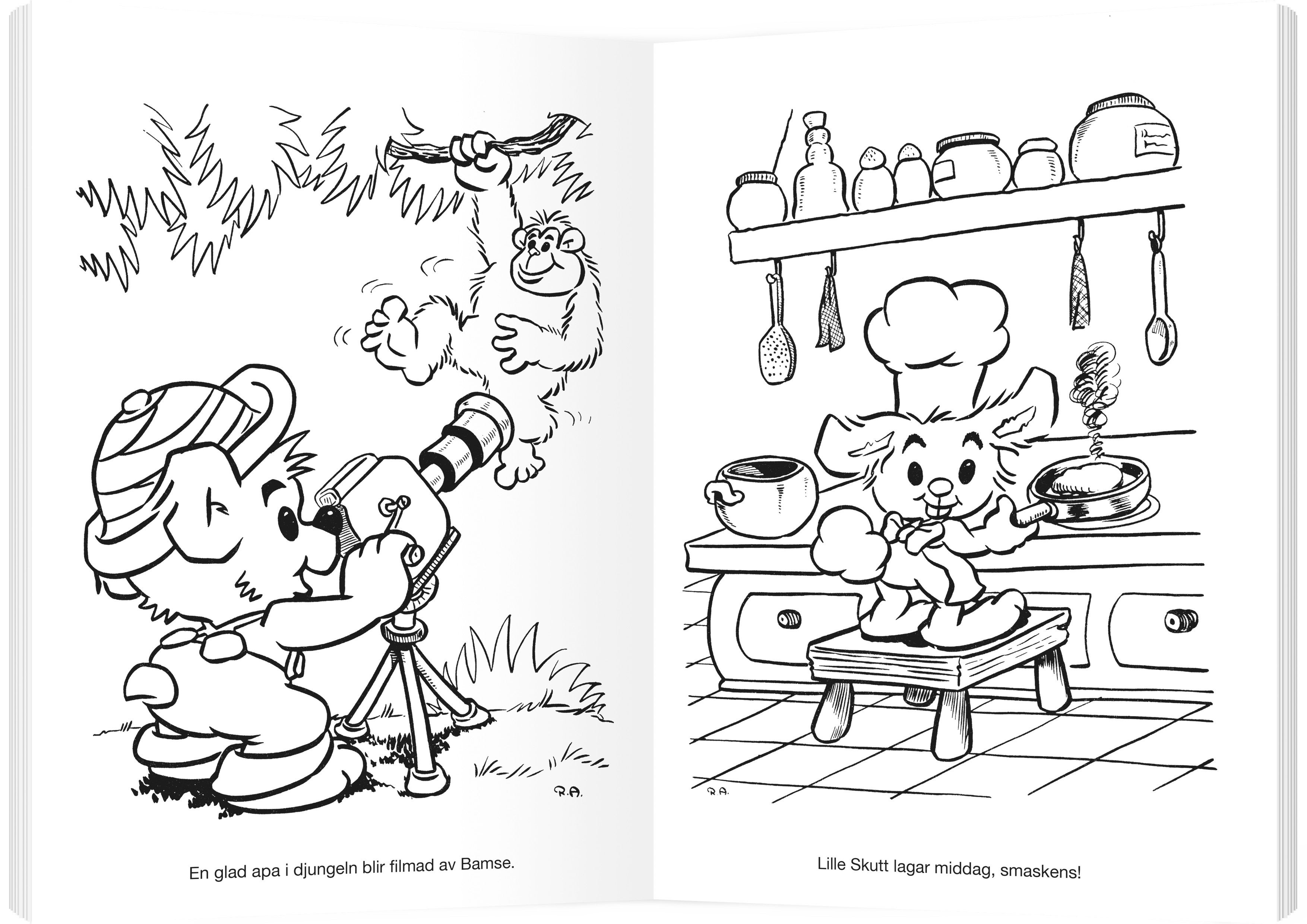 Bamse fargebok med 96 bilder