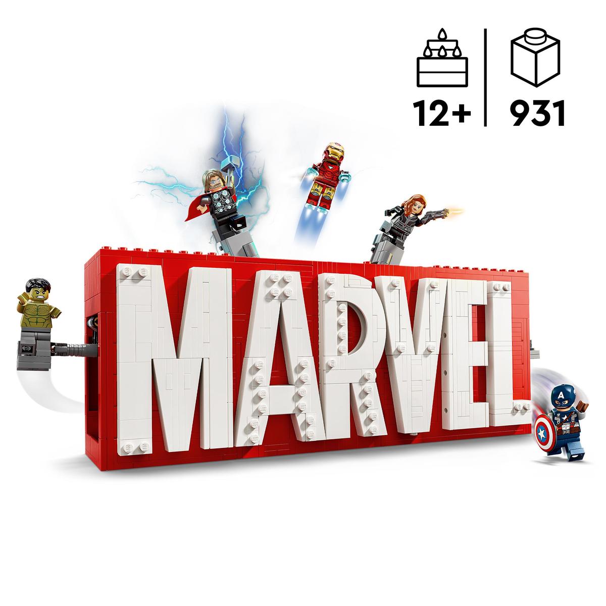LEGO Super Heroes Marvel 76313, MARVEL-logo og minifigurer