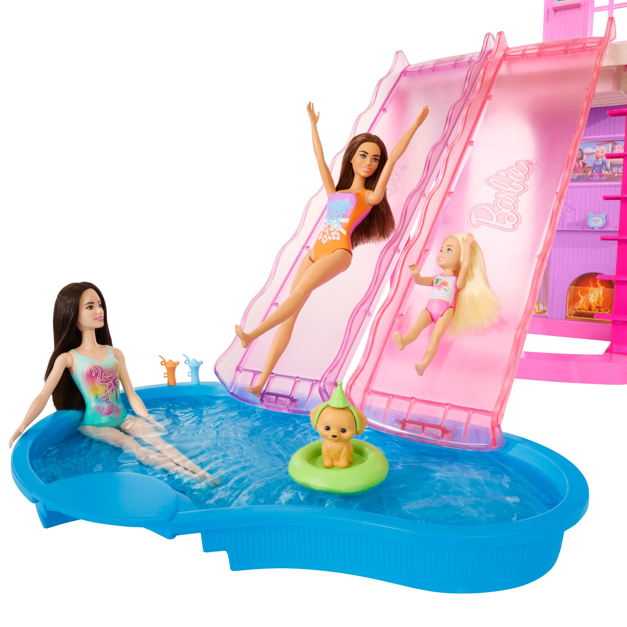 Barbie Dreamhouse med 2 hus, bassenger og sklie