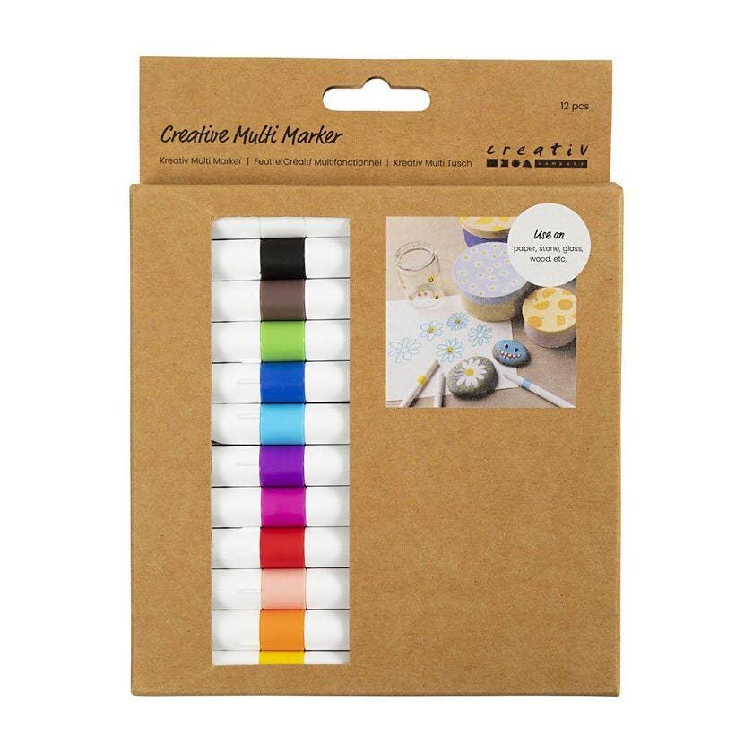 Kreativ tusjpenn, blandede farger, spiss 4 mm, 12