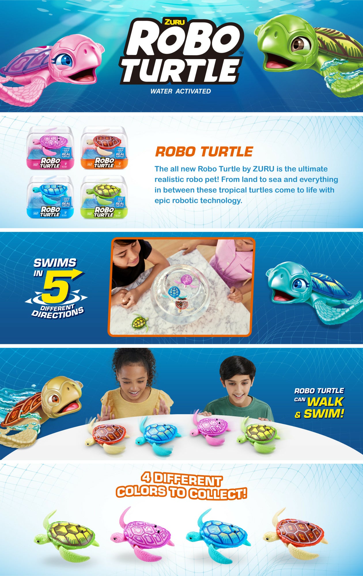 Robo Turtle Svømmende Skilpadde