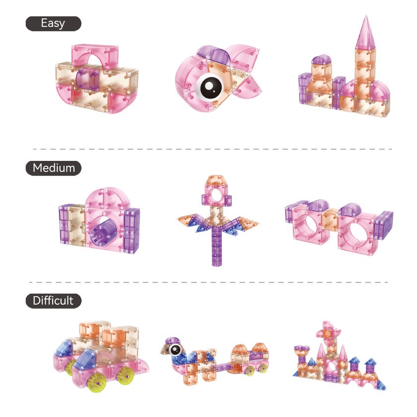 Mag&Play magnetiske byggeklosser 66 stk rosa