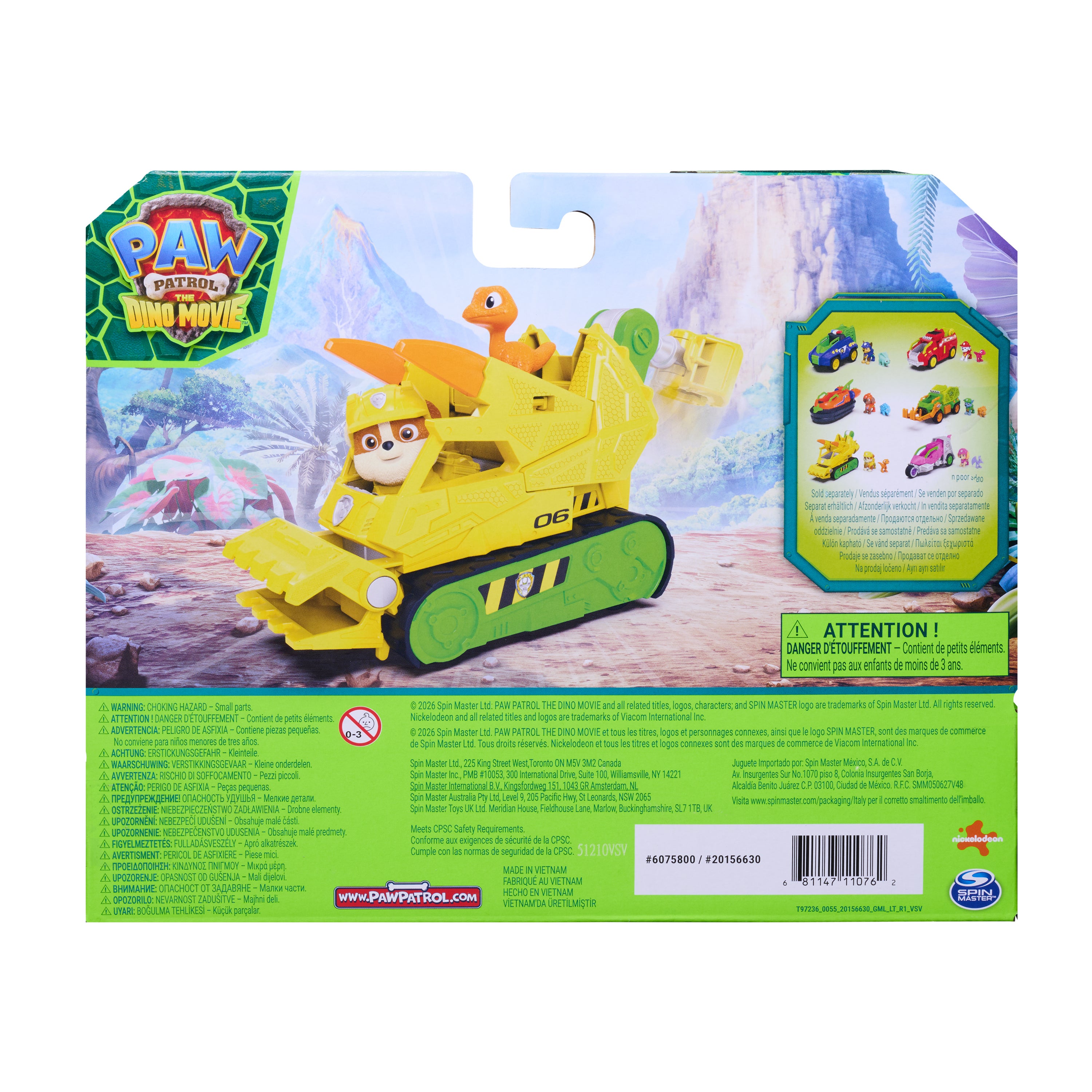 Paw Patrol Movie 3 Dino-kjøretøy Rubble