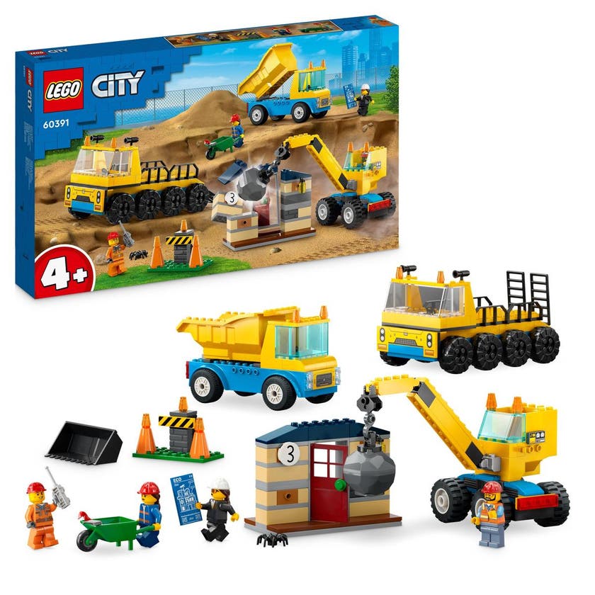 LEGO City 60391, Byggkjøretøy og kran med rivningskule